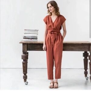 notPERFECTLINEN Terracotta Linen Dress